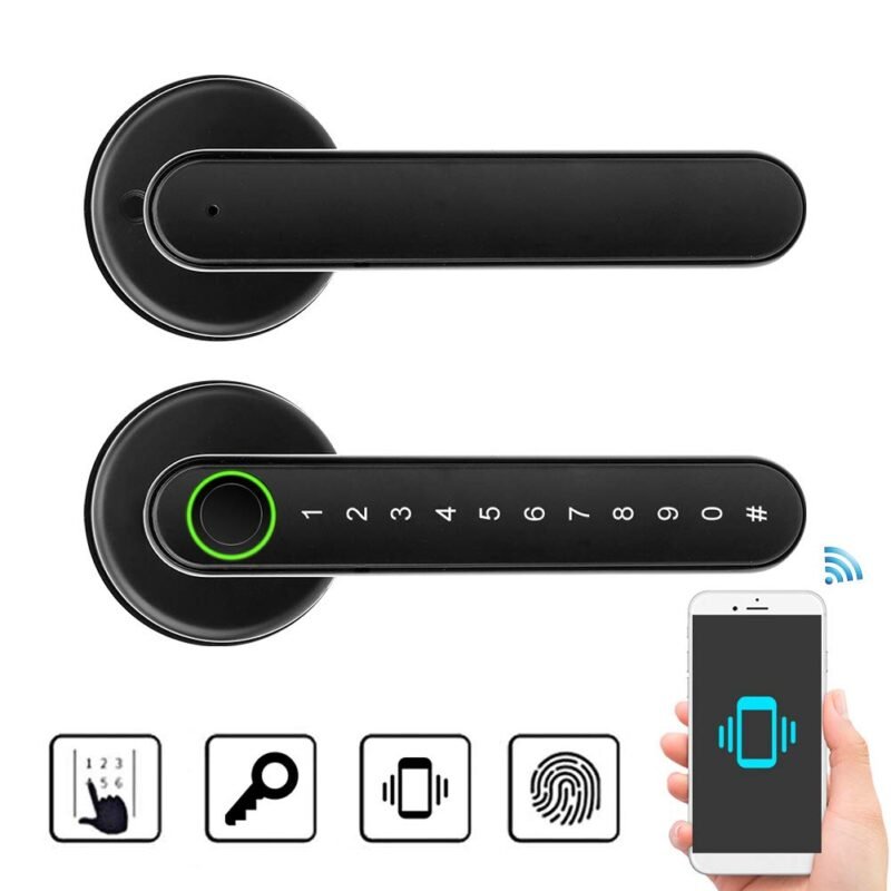 H5 Smart TTlock Fingerprint Password Bedroom Card Handle Lock for Wooden Door